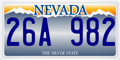 NV license plate 26A982