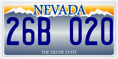 NV license plate 26B020