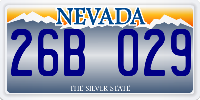 NV license plate 26B029