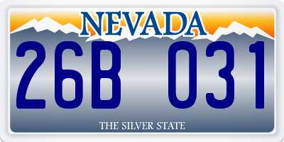 NV license plate 26B031