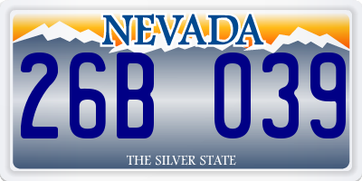 NV license plate 26B039