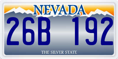 NV license plate 26B192