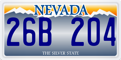 NV license plate 26B204