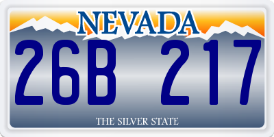 NV license plate 26B217