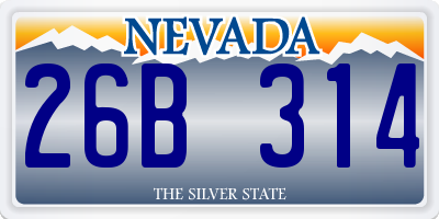 NV license plate 26B314