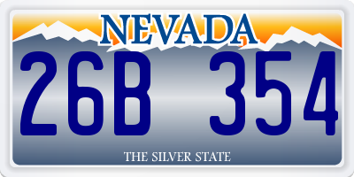 NV license plate 26B354