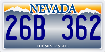 NV license plate 26B362