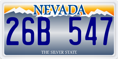 NV license plate 26B547