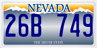 NV license plate 26B749
