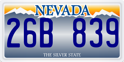 NV license plate 26B839