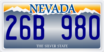 NV license plate 26B980