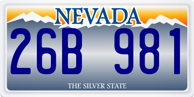 NV license plate 26B981