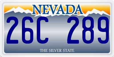 NV license plate 26C289