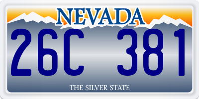 NV license plate 26C381