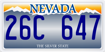 NV license plate 26C647