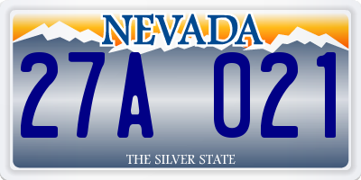 NV license plate 27A021