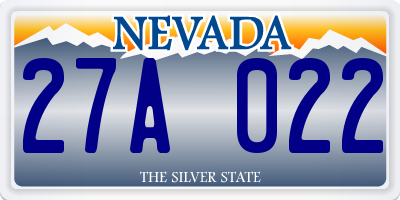 NV license plate 27A022