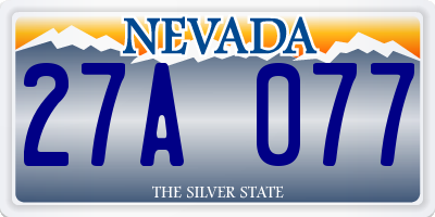 NV license plate 27A077