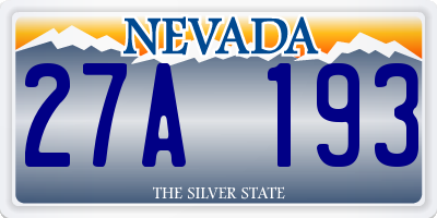 NV license plate 27A193