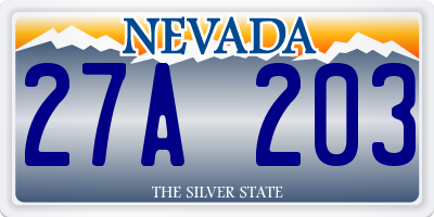 NV license plate 27A203