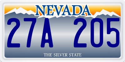 NV license plate 27A205