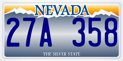 NV license plate 27A358