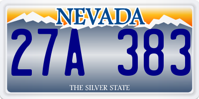 NV license plate 27A383