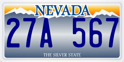 NV license plate 27A567
