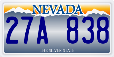 NV license plate 27A838