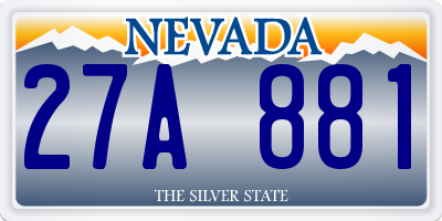 NV license plate 27A881