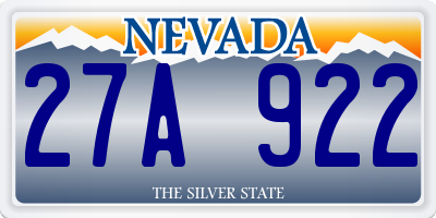 NV license plate 27A922