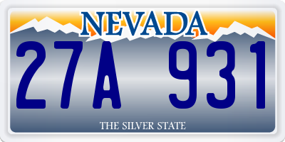NV license plate 27A931