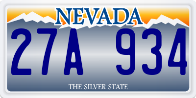 NV license plate 27A934
