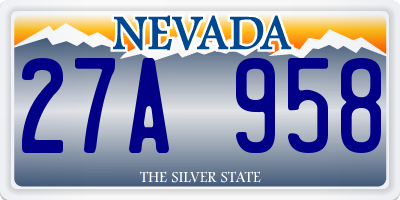 NV license plate 27A958