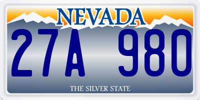 NV license plate 27A980