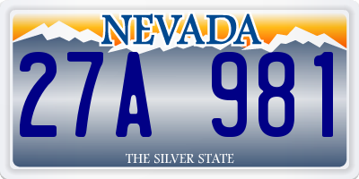 NV license plate 27A981