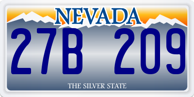 NV license plate 27B209