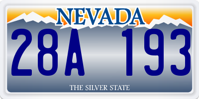 NV license plate 28A193