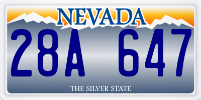 NV license plate 28A647