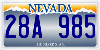 NV license plate 28A985