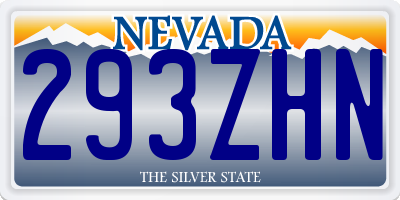 NV license plate 293ZHN