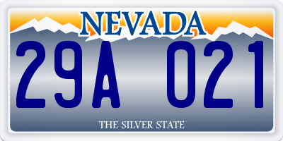 NV license plate 29A021
