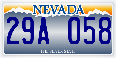 NV license plate 29A058