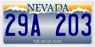 NV license plate 29A203