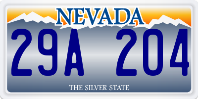 NV license plate 29A204