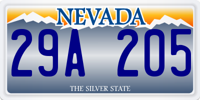 NV license plate 29A205