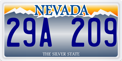NV license plate 29A209