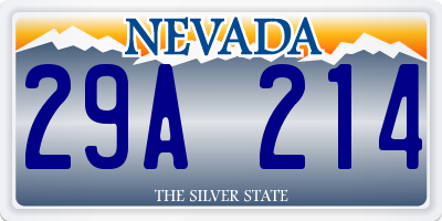 NV license plate 29A214