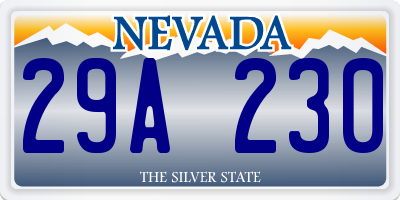 NV license plate 29A230