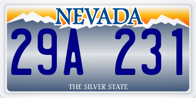 NV license plate 29A231